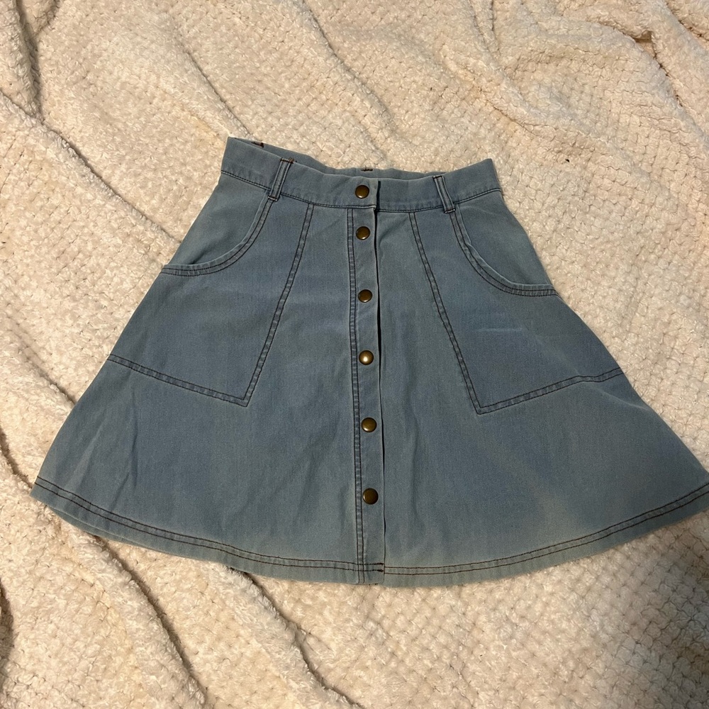 Denim Skirt with Buttons